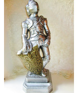 Large Medieval Knight Statue Vintage Chalkware Ceramic Figure Silver Kni... - £418.12 GBP