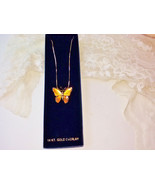 Gold Butterfly Necklace or Brooch Vintage NIB 14K Gold Overlay Yellow Co... - $48.02 CAD