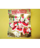Santa Christmas Tree Ornaments Vintage Set 6 NIB Santa Tie On Cascade Ch... - £31.97 GBP