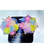 Multi Color Flowers Large Barrette New Vintage Transparent Acrylic Gold ... - £16.44 GBP