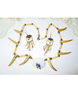 Natural Deer Elk Antler Tribal Necklace &amp; Earring Set Vintage African Na... - $226.94 CAD