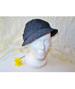 Black w Yellow Dots Cloche Hat Vintage Bucket Hat Beach Boat Boho Flappe... - $922.35 MXN