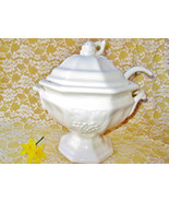 Soup Tureen Set Bowl Ladle Lid Vintage Porcelain Ceramic Antique Grape D... - $7,529.44 MXN