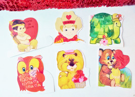 Valentine Cards Set Vintage Unused Colorful Die Cut Stand Up Cards Finger Puppet - £11.77 GBP