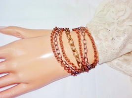 Multi Chain Bracelet Vintage Gold Copper Silver Chains 7 Strands Steampu... - $27.00