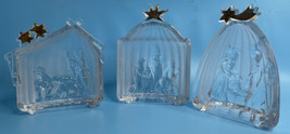 MIKASA Golden Stars Frosted Crystal Nativity Sculpture Set Made in Germany 3 Pc - £34.69 GBP