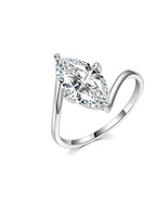 S925 Silver Rhodium Plated 3ct D VVS Marquise Moissanite Ring, Minimalis... - $99.00