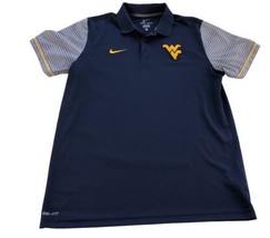 Nike Dri Fit West Virginia Polo Shirt Mens L Blue Short Sleeve Adult Casual - £11.14 GBP
