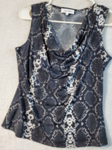 Calvin Klein Tank Top Womens Small Black White Animal Print Polyester Sleeveless - $16.49