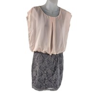 Speechless Mini Sleeveless Dress Blouson Top Sz M Skirt  Pink Chiffon Gray Lace - £8.34 GBP