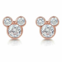 Round Cut Simulated Diamond Mickey Mouse Stud Earrings Rose Gold Finish ilver - £58.19 GBP