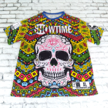 Go Team Jersey Mens XL Colorful Sugar Skull All Over Print Short Sleeve ... - $17.99