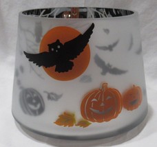 Yankee Candle Frosted Mirrored Jar Shade J/S Halloween OWL PUMPKIN silver orange - £34.33 GBP
