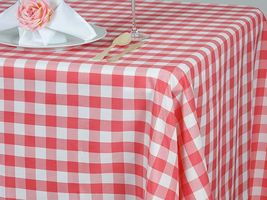 54&quot;x54&quot; - Coral - 100%Polyester Restaurant Style Checkered Tablecloth - £20.49 GBP