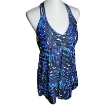 Tankini Swim Dress Racerback Blue Black Padded Womens Plus Size 16 Swims... - $17.60