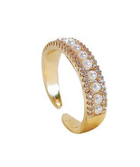 Rhinestone Imitation Pearl Open Ring (Adjustable) - $25.96 CAD