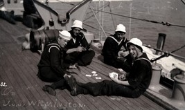 VINTAGE NEGATIVE;PLAYING GAMES ON THE U.S.S. WILMINGTON; CIRCA 1912 - £27.49 GBP