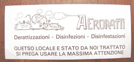 Vintage AERORATTI Deferations Disinfections Disinfestations Sticker Sticker -... - £10.30 GBP