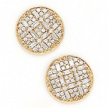 14K Solid Yellow Gold 14MM Cubic Zircon Fashion Stud Earrings Puch Back ER-PE35 - £220.87 GBP