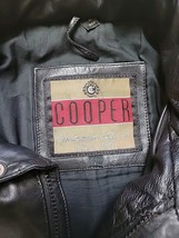 Vintage Cooper Leather Jacket Large Black Mens Biker Full Zip Snap Distressed - £66.82 GBP