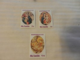 Lot of 3 St. Lucia Christmas 1977 Pictorial Stamps - £6.32 GBP