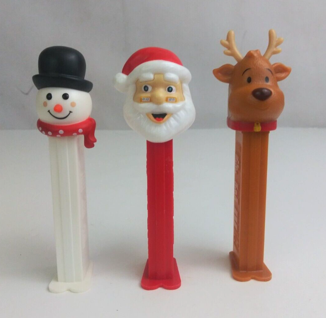 Primary image for Lot of 3 Christmas Pez Dispensers Santa, Reindeer, & Snowman (F)