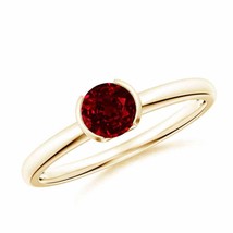 ANGARA Semi Bezel-Set Ruby Solitaire Engagement Ring for Women in 14K Solid Gold - £1,802.04 GBP