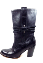 SEYCHELLES Women Western Boots Size 7 Black Leather Round Toe Mid-Calf P... - $44.99