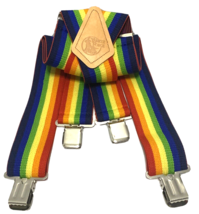 Rainbow Suspenders 2&quot; Wide Yankee Forge 48&quot; Adjustable Elastic Gay Pride... - £20.51 GBP