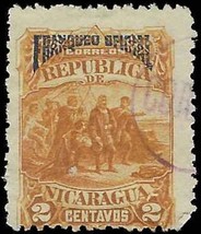 1892 NICARAGUA Stamp - Overprint &quot;Franqueo Oficial&quot; 2c SC# O22 C58 - £1.54 GBP