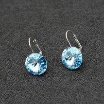 Fashion Crystals from Austria Elements Drop Earring Silver Color Bella Round Dan - £9.61 GBP