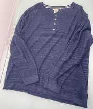 Carbon 2 Cobalt Men Knit Henley Sweater XL Heather Blue Pullover 100% Co... - $29.67