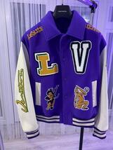 Louis Vuitton  Louis Vuitton Purple and White LV Embroidered Varsity Jacket - $950.00