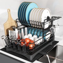 Dish Drying Rack Drainboard Set, Large Stainess Steel 2 Tier Dish Rack with Drai - £47.30 GBP