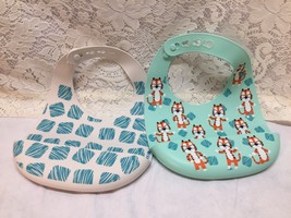2 2019 NUBY Baby Bibs with Pockets Silicone Tiger Designs New Never Used - £6.12 GBP