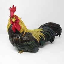 Large Resin Rooster 18&quot; x 12&quot; Green Yellow Black Feathers Detailed Chick... - $69.29