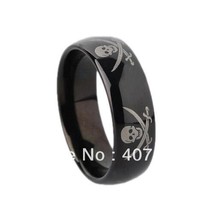 YGK Trendy Tungsten Carbide, Black, Pirate, Skull &amp; Swords Themed Ring - Unisex - £31.37 GBP