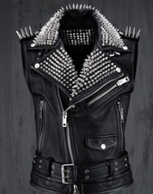 Men&#39;s Designer Custom Handmade Full Spiked and Studded Rocker Sleeveless... - £312.67 GBP