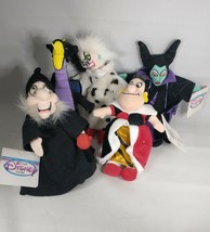 Disney Villains Plush Bean Bag (5) Snow White Maleficent Cruella Queen Hearts - £49.47 GBP