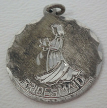 Bridesmaid Charm Silver Colored Metal Etched Vintage - $11.35