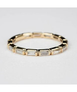 Baguette Cut Lab Created Diamond Full Eternity Band Ring 14k Yellow Gold Finish - $145.87