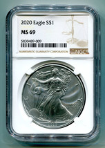 2020 American Silver Eagle Ngc MS69 New Brown Label As Shown Premium Quality Pq - £42.31 GBP
