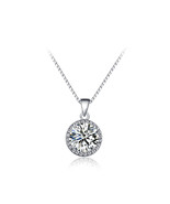 Sterling Silver AAAA Round Cubic Zirconia Pendent Necklace  - £7.95 GBP