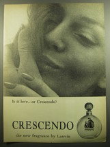 1960 Lanvin Crescendo Perfume Advertisement - Is it love ..or Crescendo? - $14.99