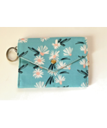 Handmade Canvas Light Blue White Flower Coin Purse Keychain Wallet 4.5&quot; ... - £11.60 GBP