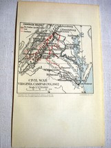 1921 Civil War Virginia Campaigns, 1862 Illustrated Color Page - $9.99