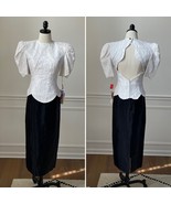NWT Vintage 80s Susan Rossetti for Vijack Open Back Black White Midi Dre... - $64.58 CAD