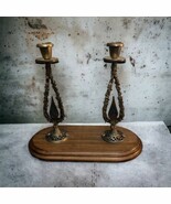 Wainberg  Brutalist Jewish Hebrew Judaica Double Brass Sabbath Candle Wo... - $2,445.24 MXN
