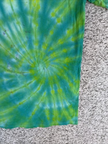 NEW Gilden Men’s Lime Green Blue Spiral Ice Tie Dye Short Sleeve Shirt Medium Item image 5