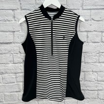 Coolibar Womens Sleeveless Top Black White Stripe Size M 1/4 Zip UPF 50+... - £22.43 GBP